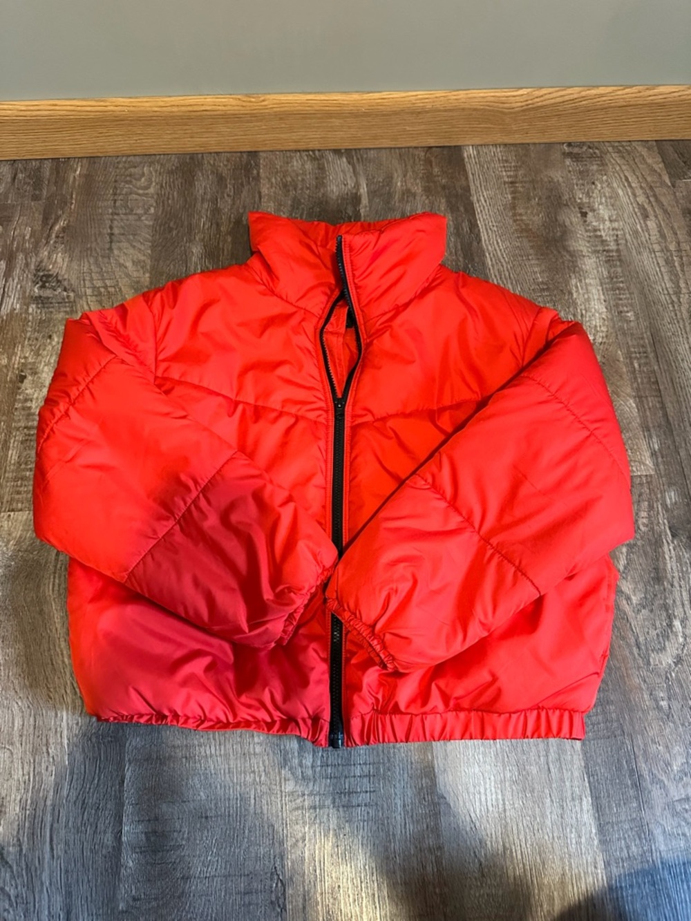 Red Puffer Jacket - Bold Quilted Zip Front